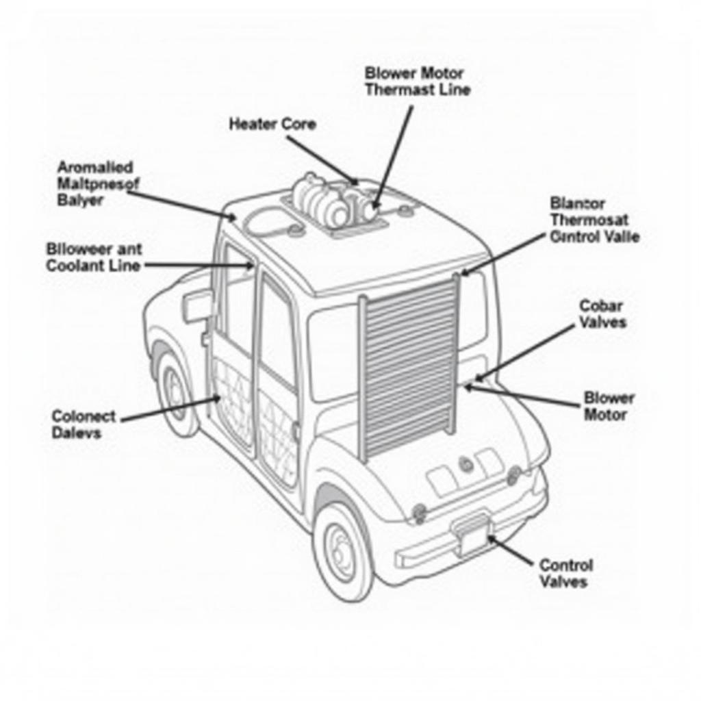 Diagram of car heater components