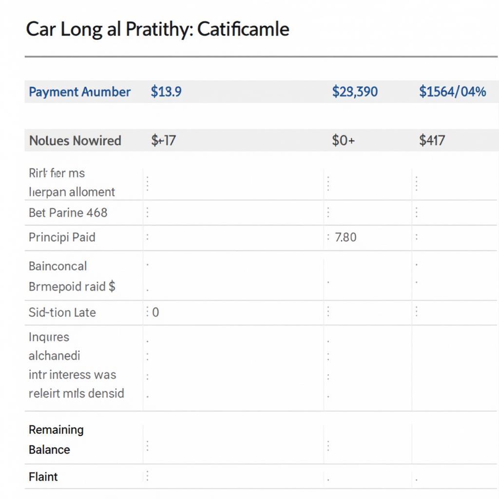 Car Loan Amortization Schedule Example