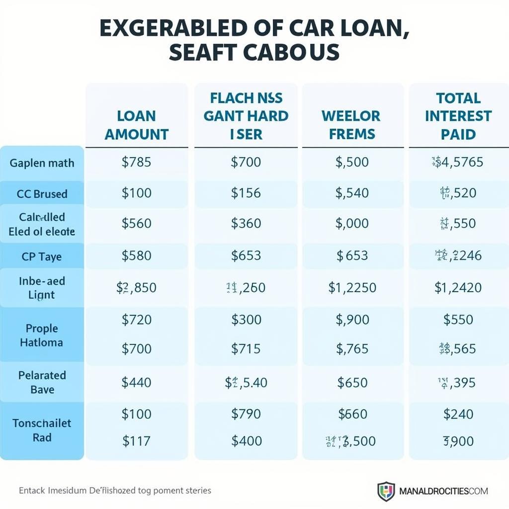 Car Loan Comparison Chart