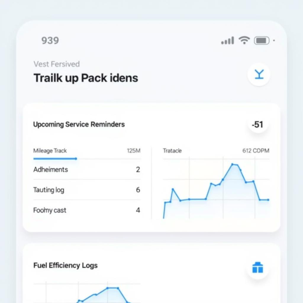 Car maintenance app dashboard