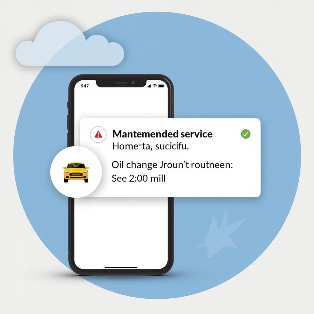 Car maintenance app notification on a smartphone screen