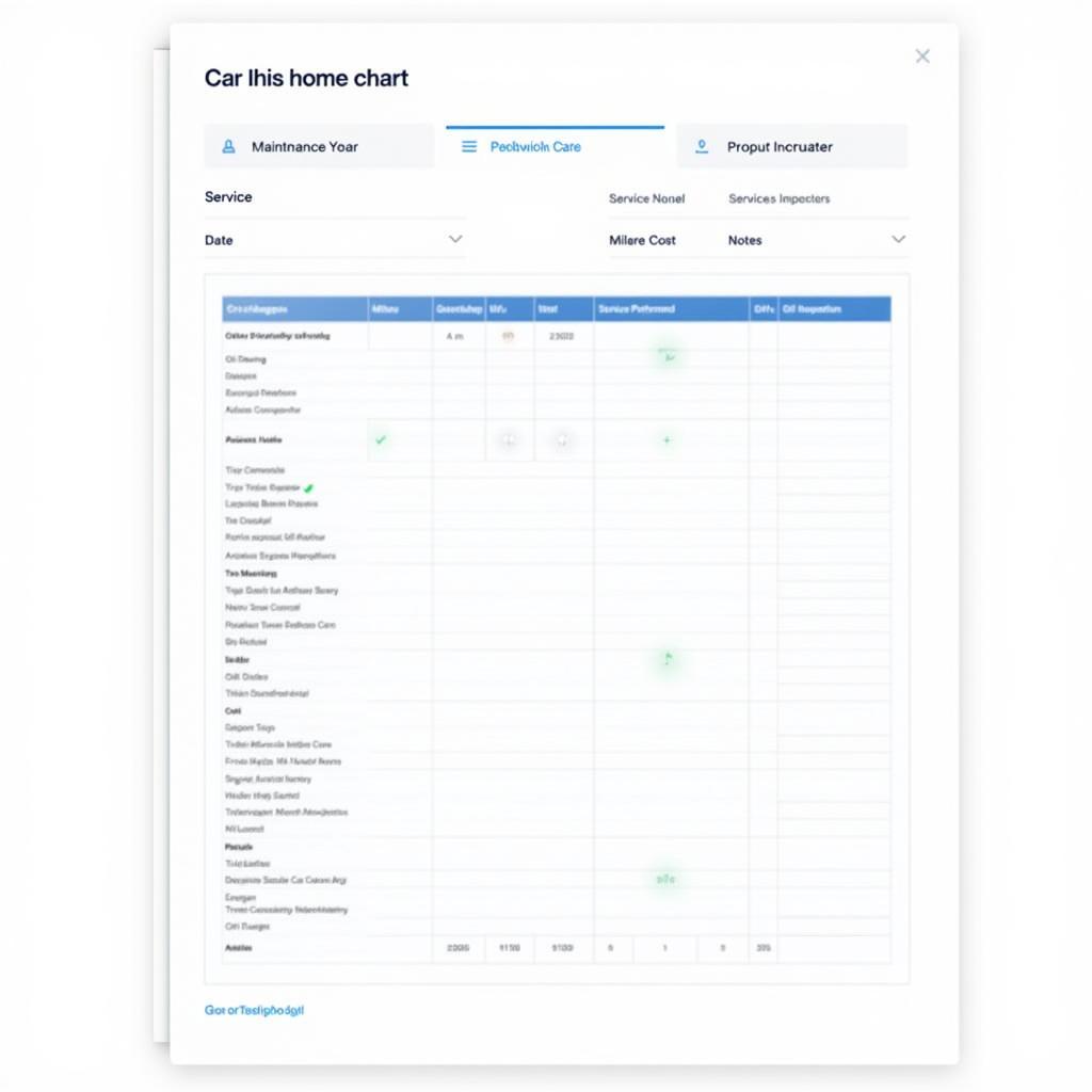 Example of a Car Maintenance Chart Template