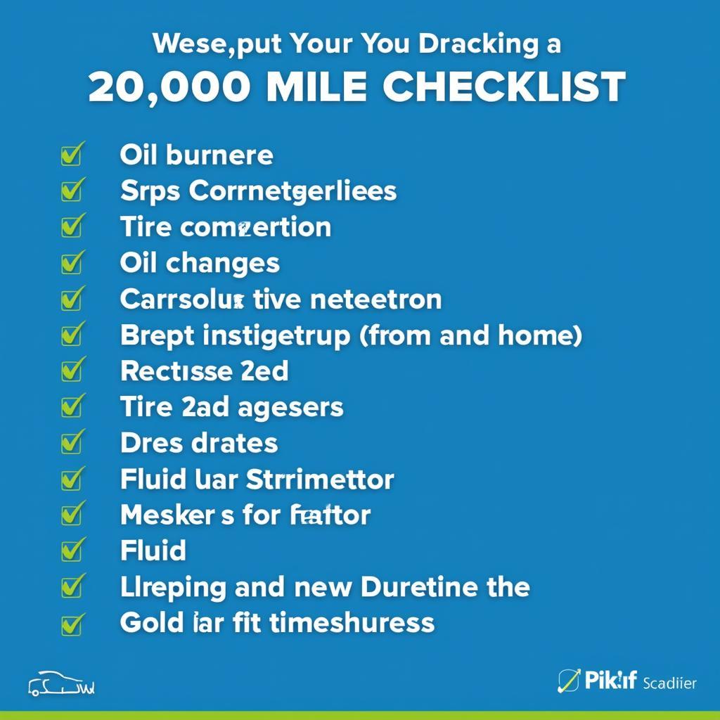 Car maintenance checklist for 20,000 miles