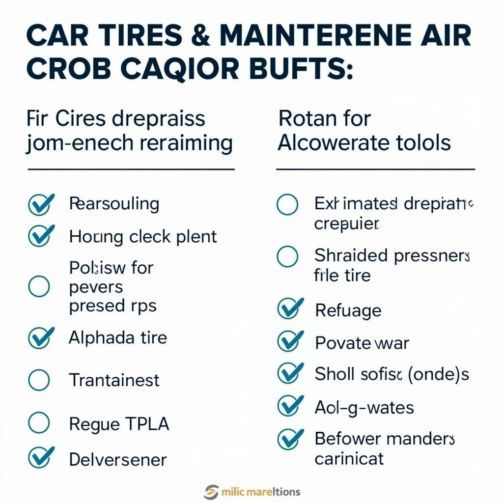 Car maintenance checklist for tires and AC