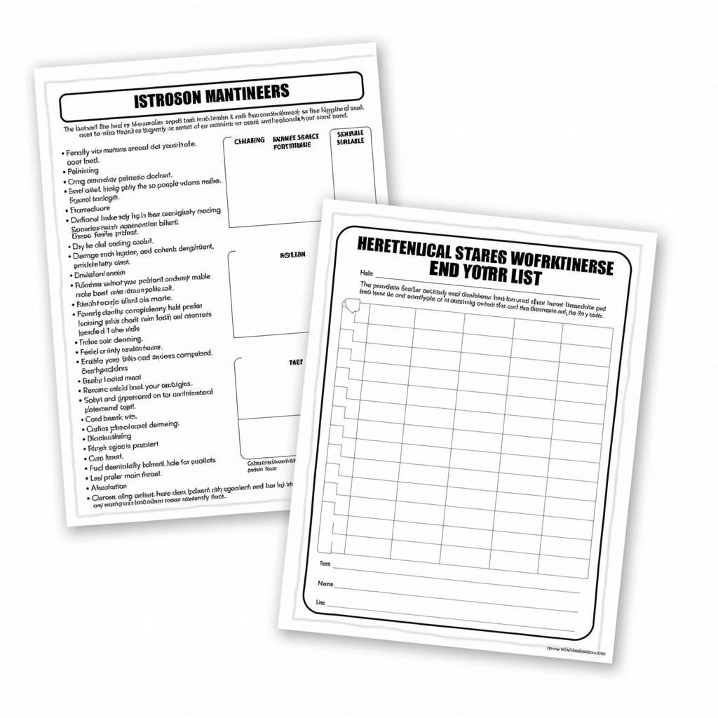 Car Maintenance Checklist alongside Problem Worksheet