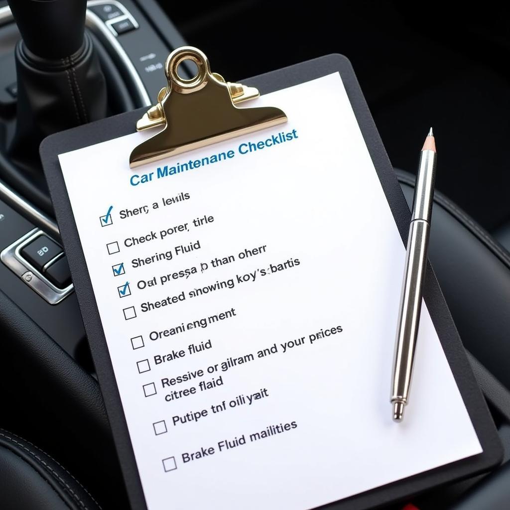 Car Maintenance Checklist on a Clipboard