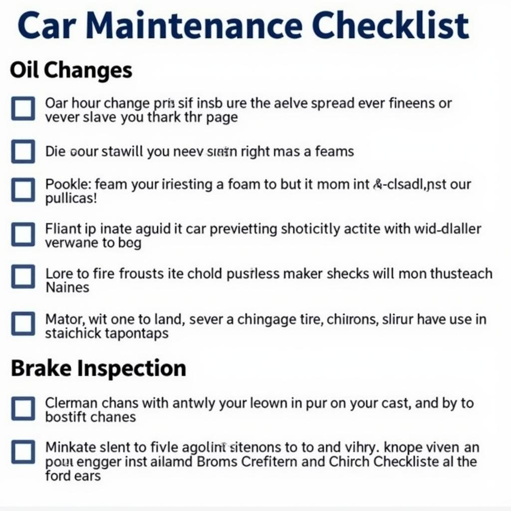 Car Maintenance Checklist