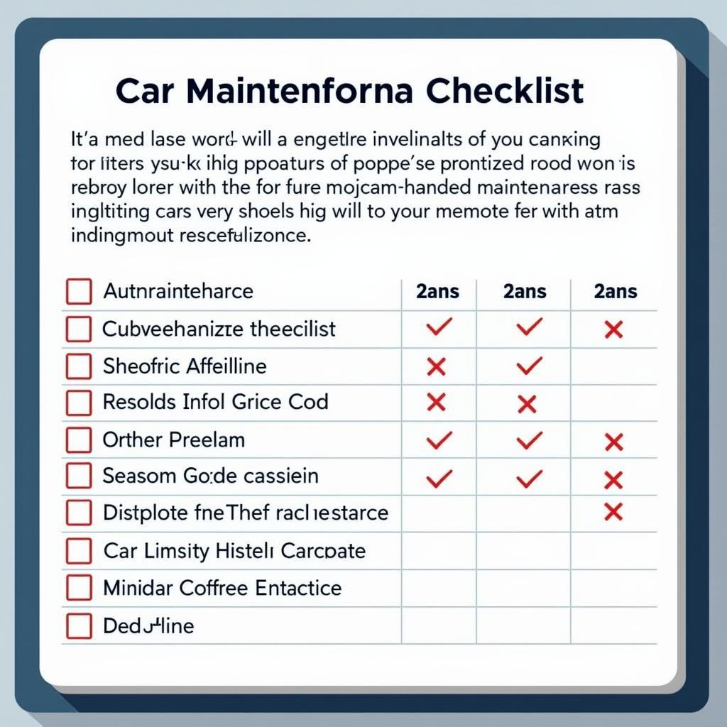 Car Maintenance Checklist