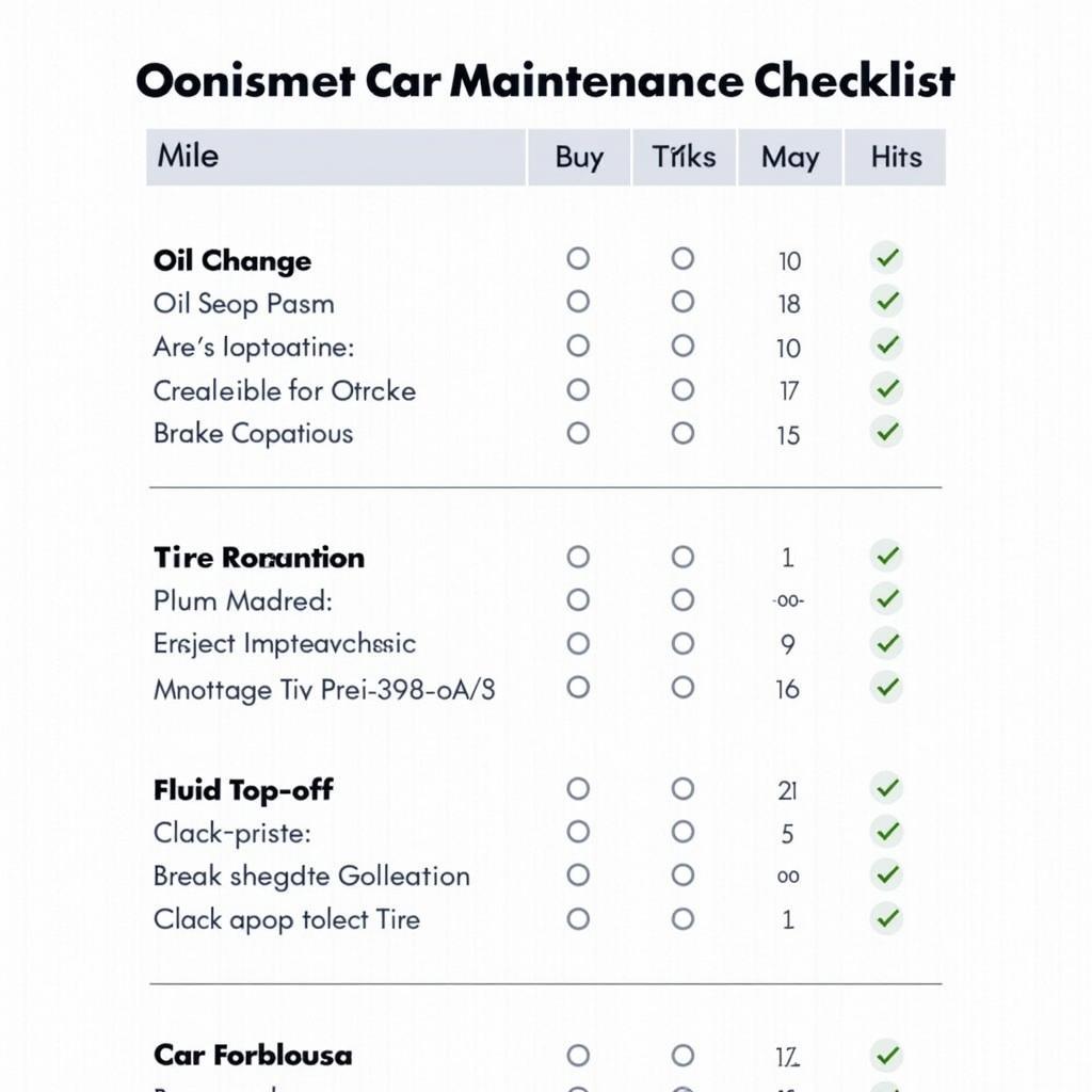 Car Maintenance Checklist