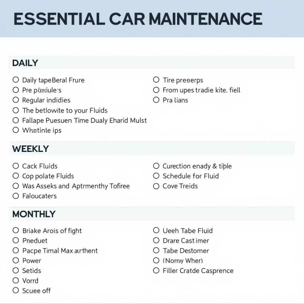 Car Maintenance Checklist