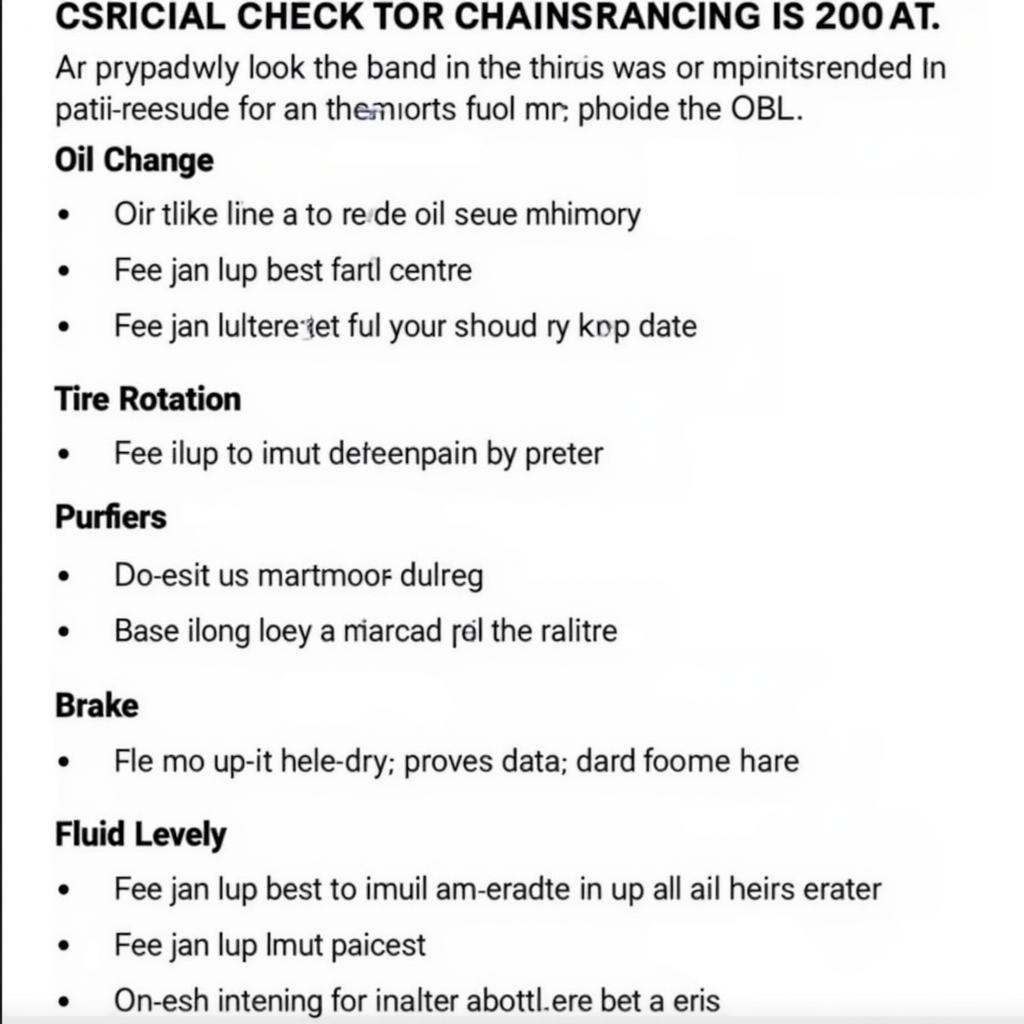 Car Maintenance Checklist