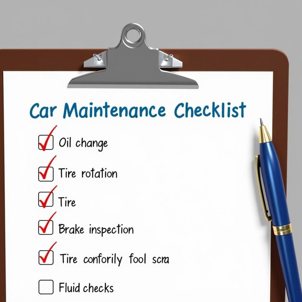 Car Maintenance Checklist on a Clipboard