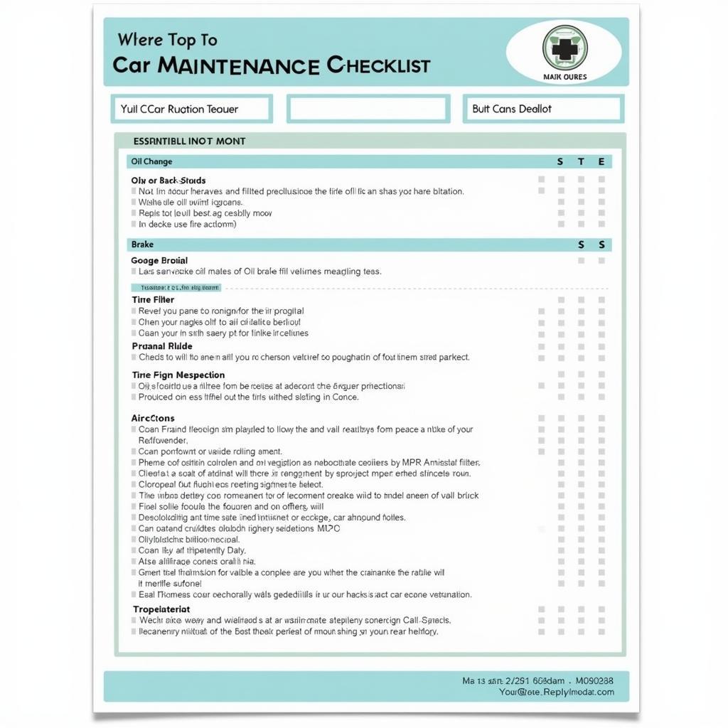 Car Maintenance Checklist