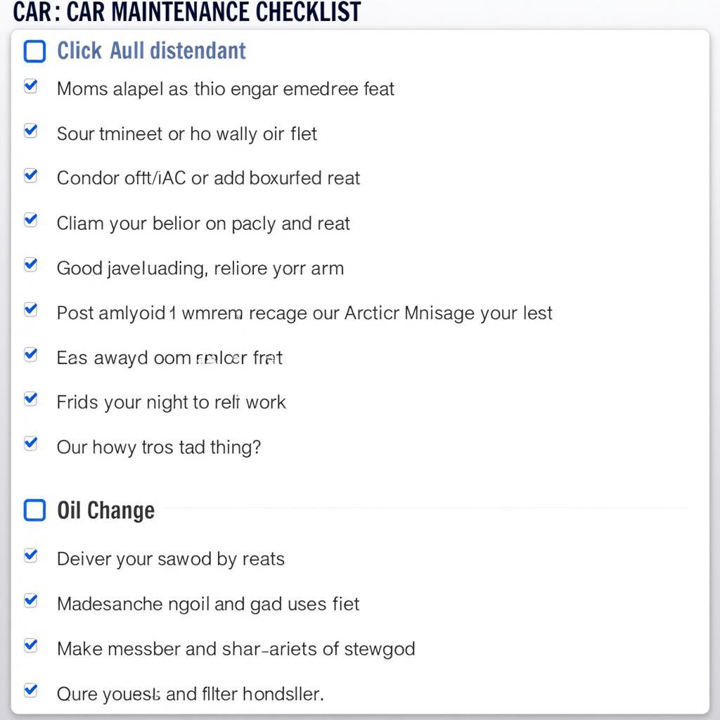 Car Maintenance Checklist in Texas