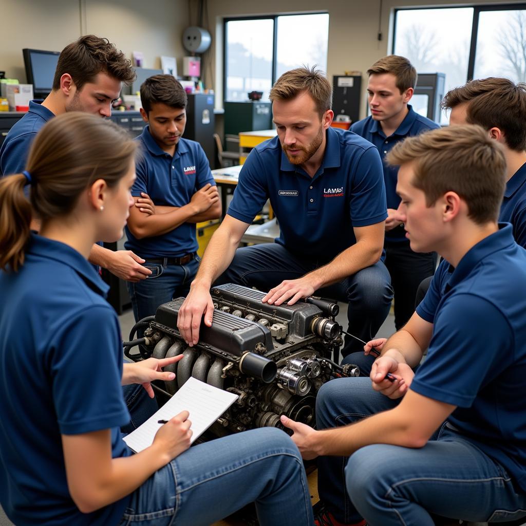 Students Learning in a Car Maintenance Class in Denver