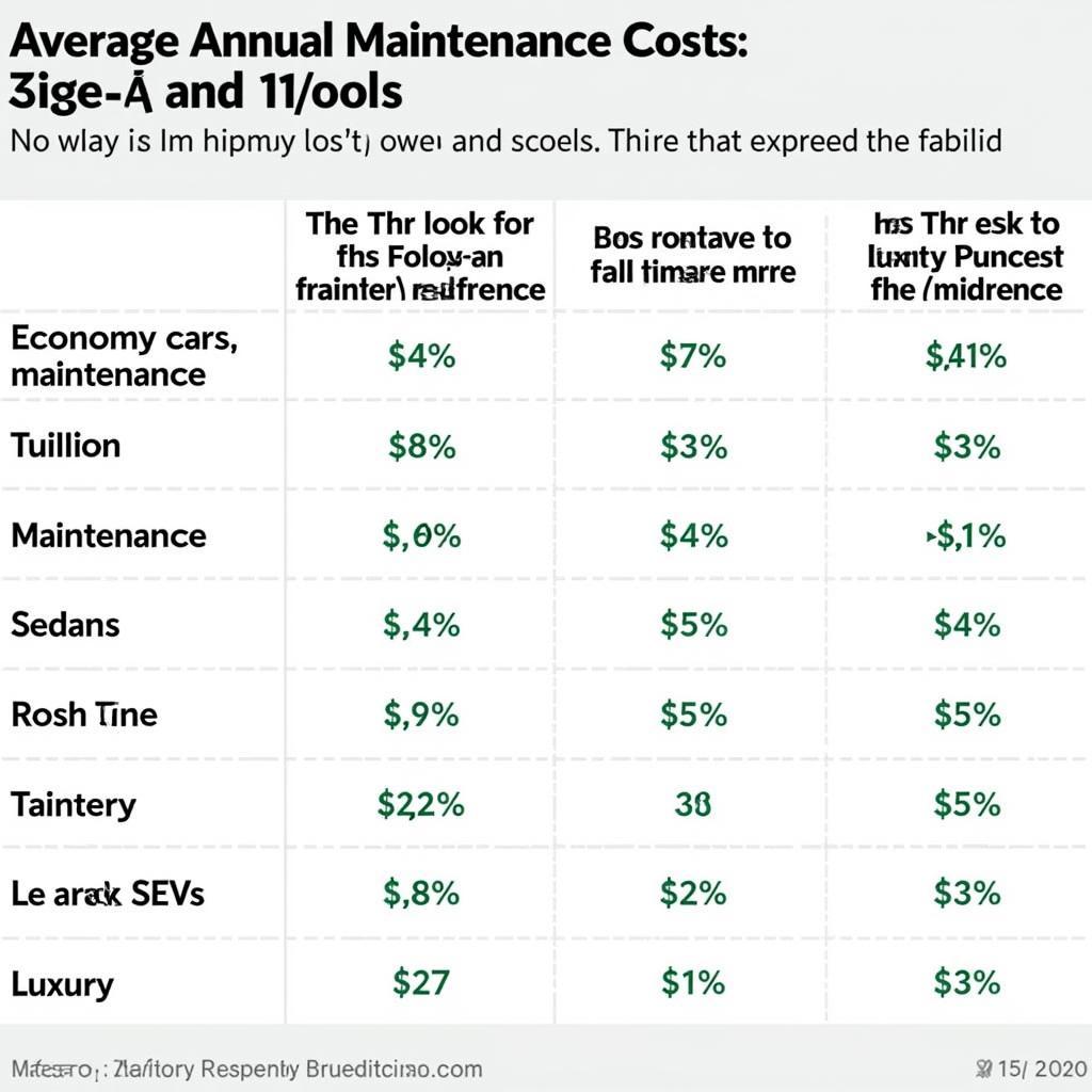 Car Maintenance Cost Comparison Chart