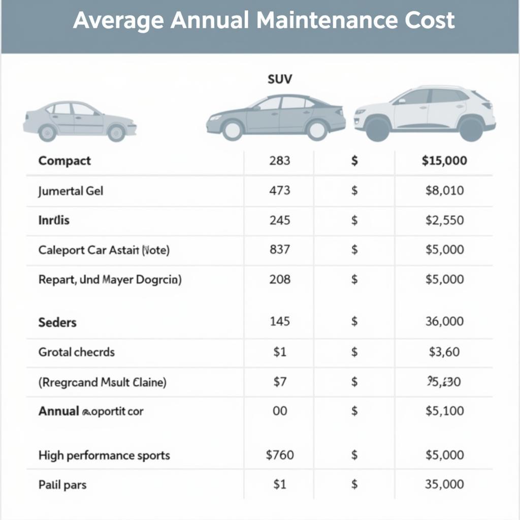 Car Maintenance Cost Comparison Chart