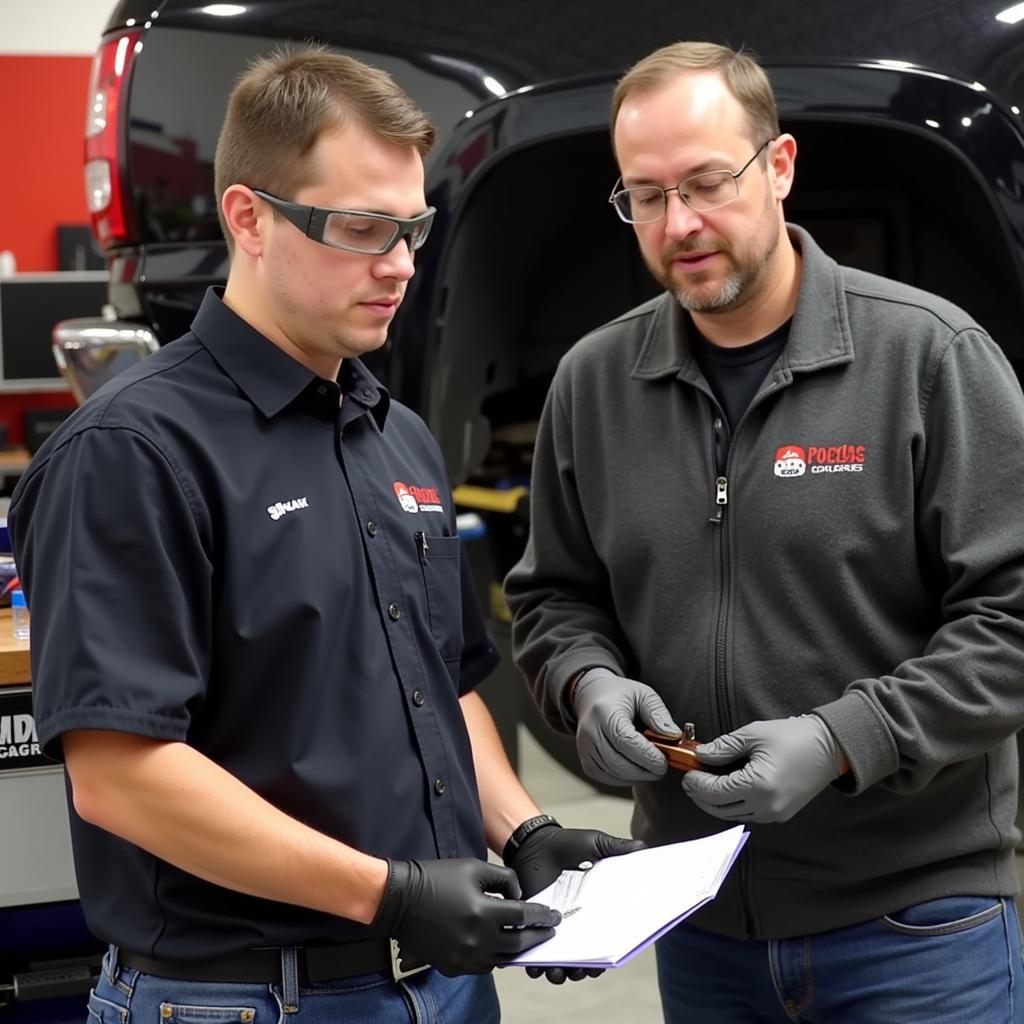 Instructor Demonstrating Brake Inspection in a Car Maintenance Course in Galway