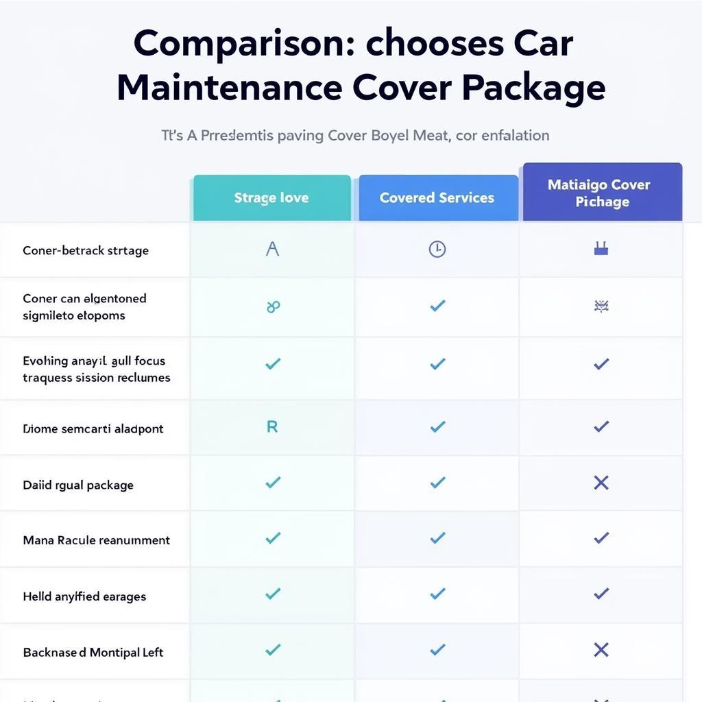 Car Maintenance Cover Package Comparison Chart