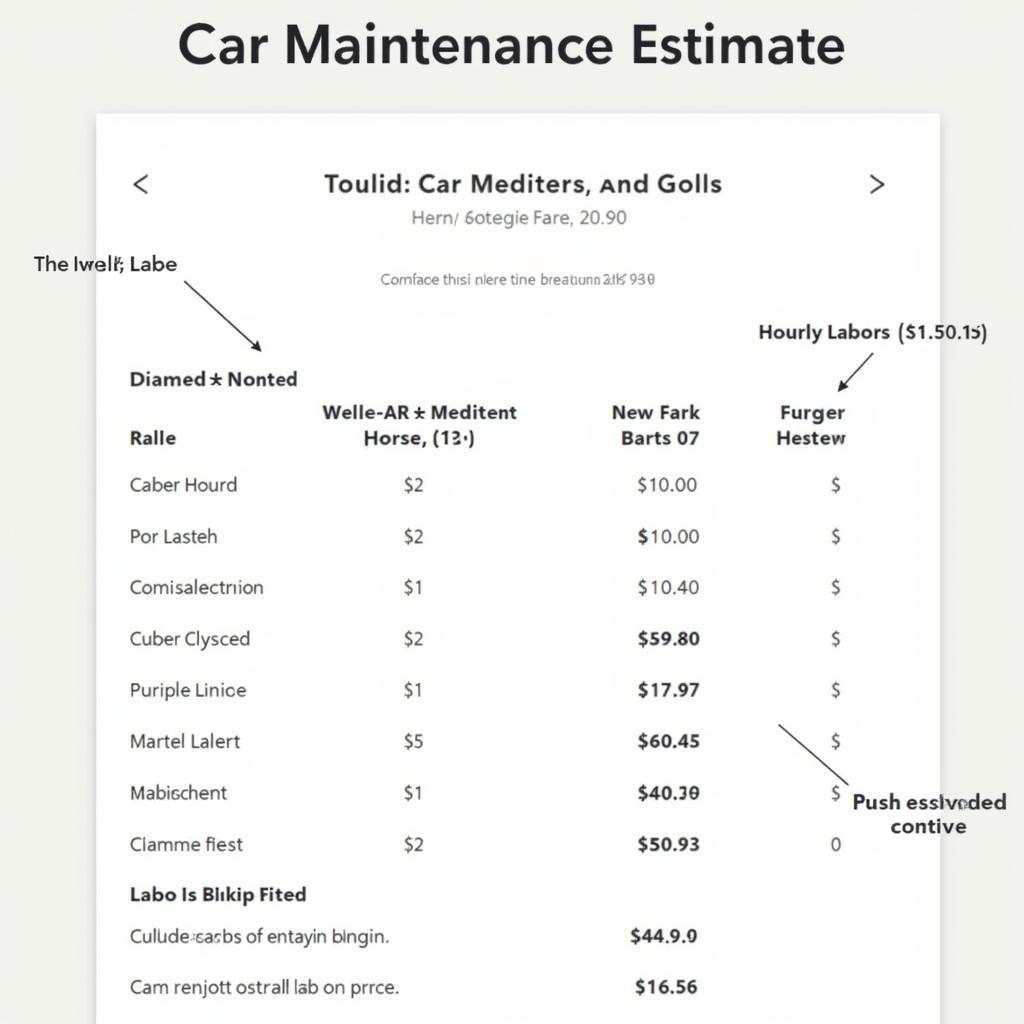 Car Maintenance Estimate Breakdown