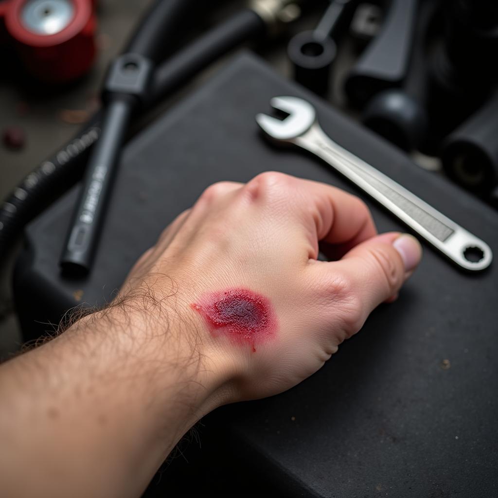 Hand Laceration During Car Maintenance