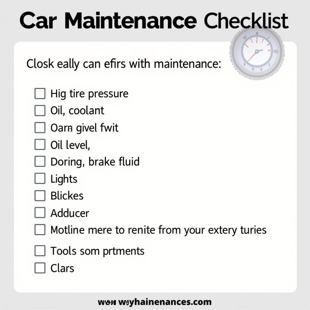 Car Maintenance Inspection Checklist