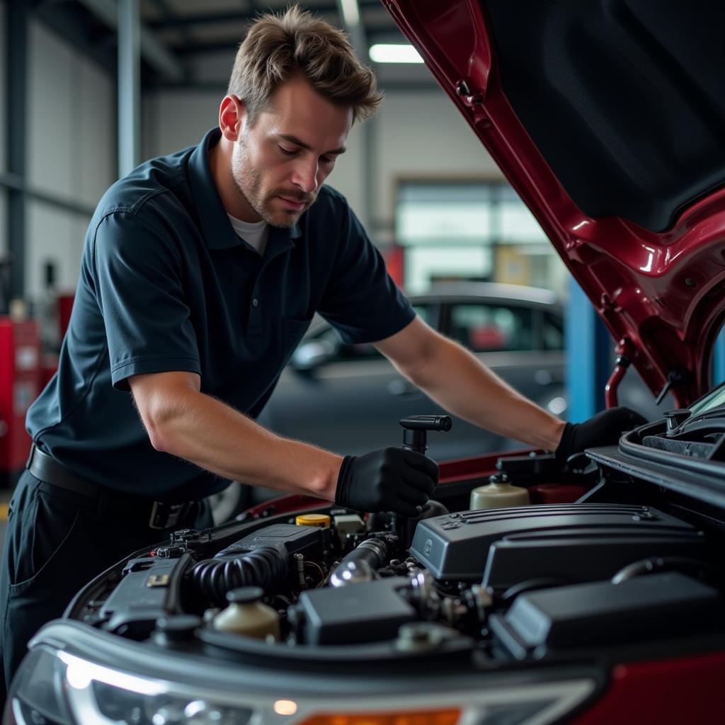 Car checkup by a mechanic in Larksville