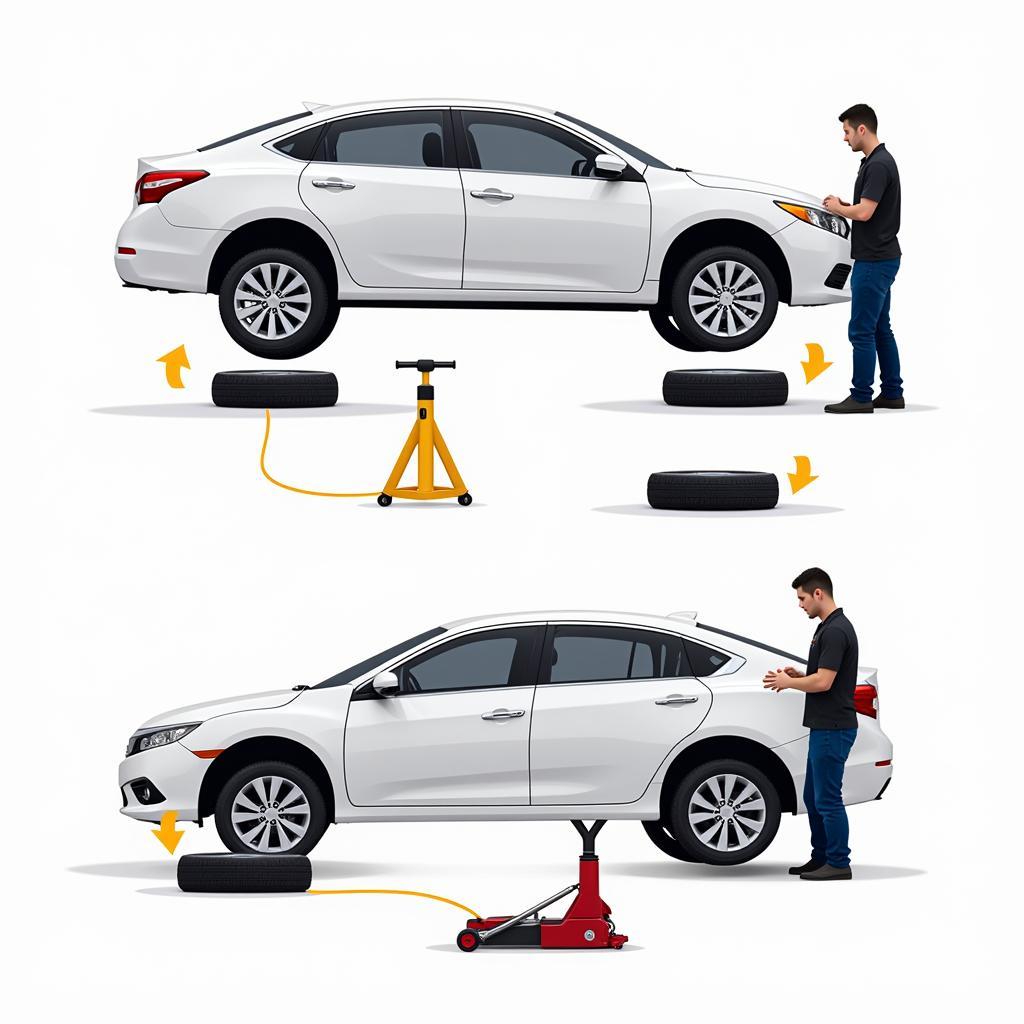 Car maintenance little silver: Tire rotation process