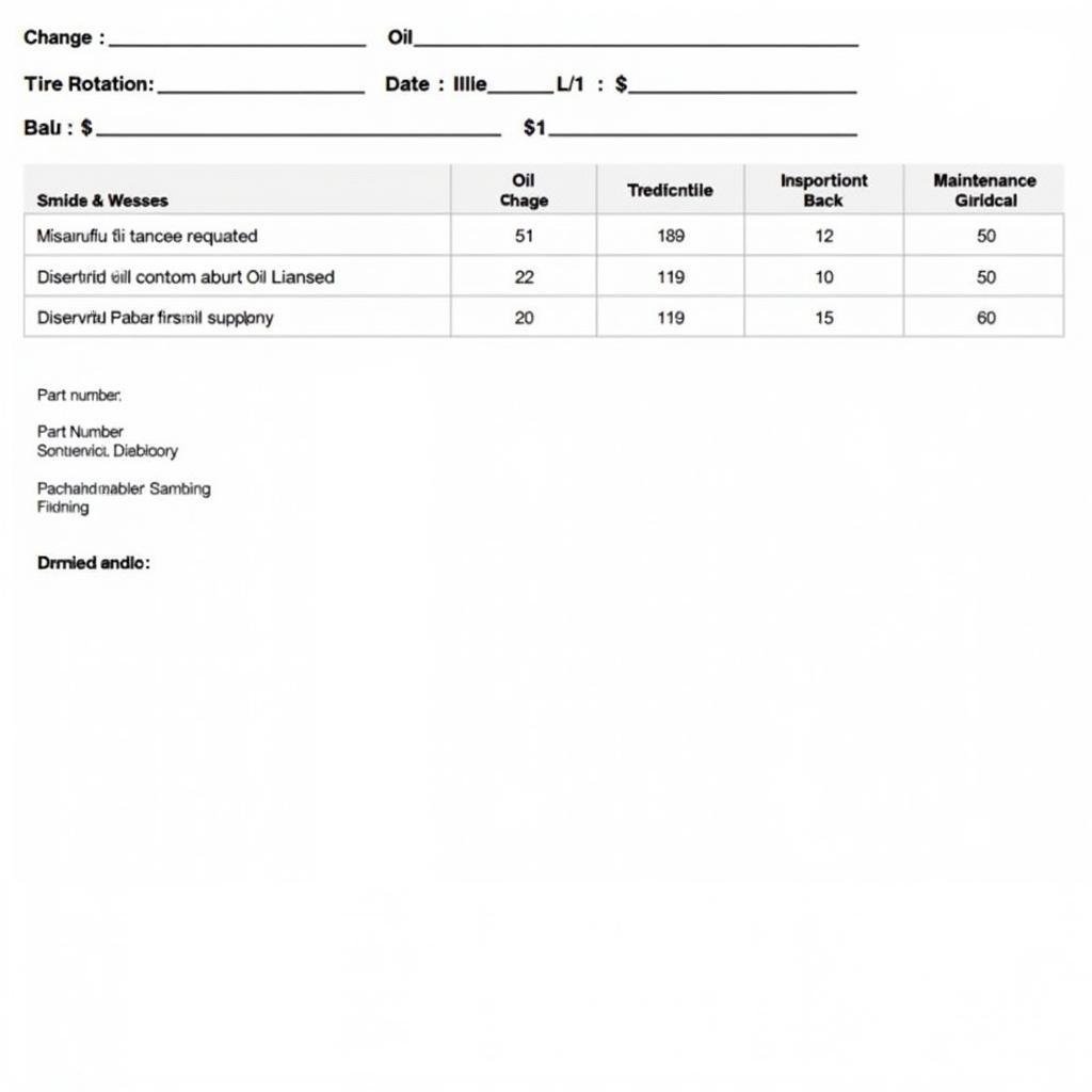 Example of a Car Maintenance Log