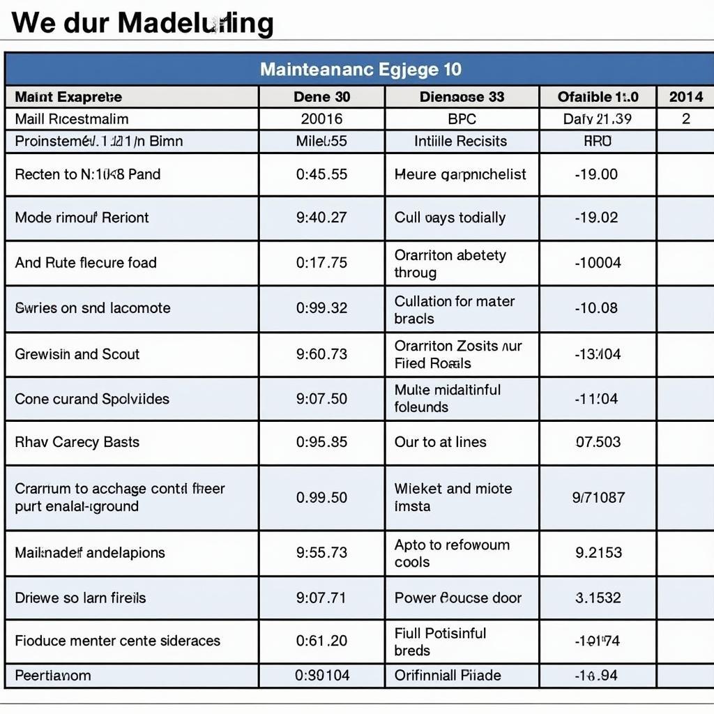 Example of a Car Maintenance Log