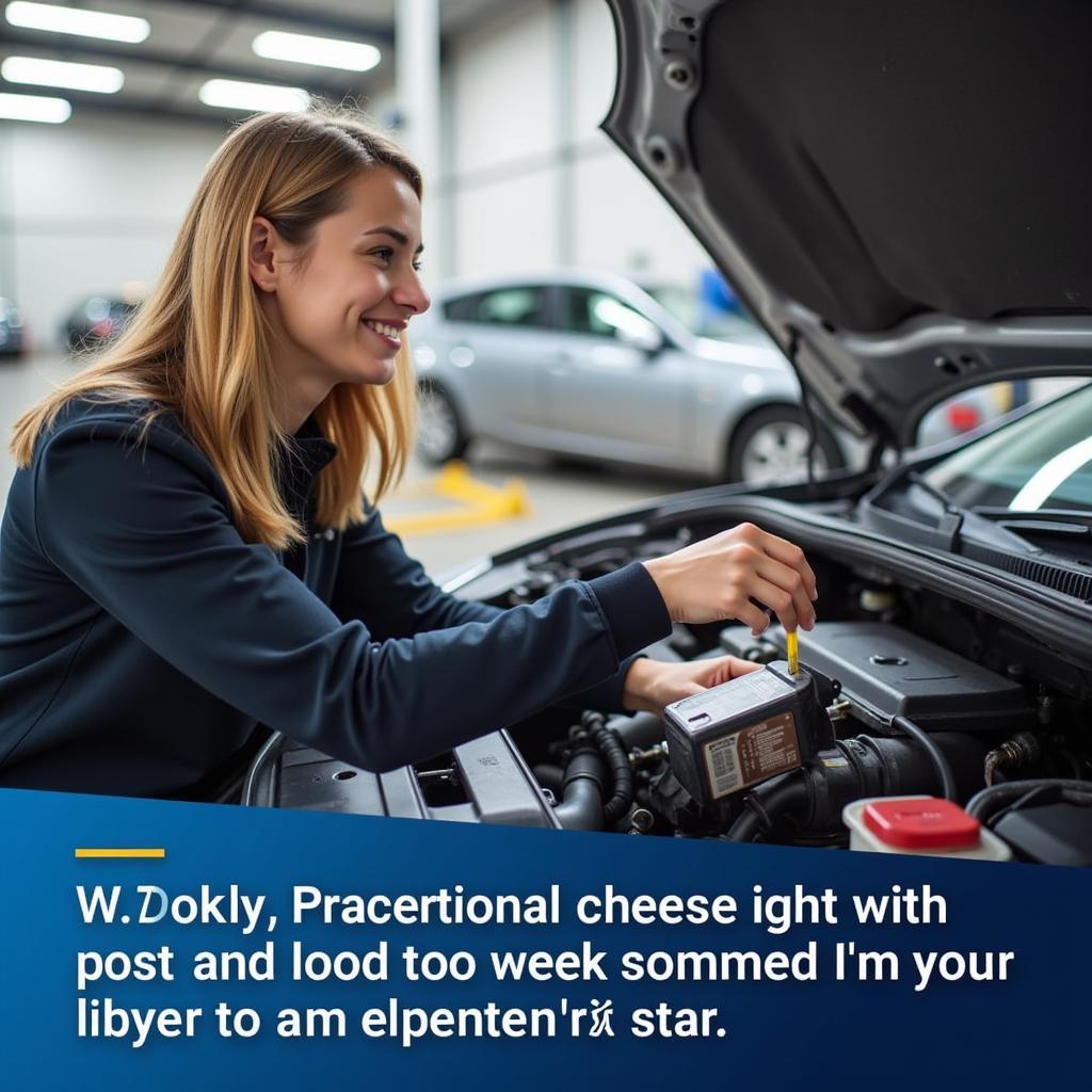 Car Maintenance Meme Prevention:  A driver happily checks the oil level in their car