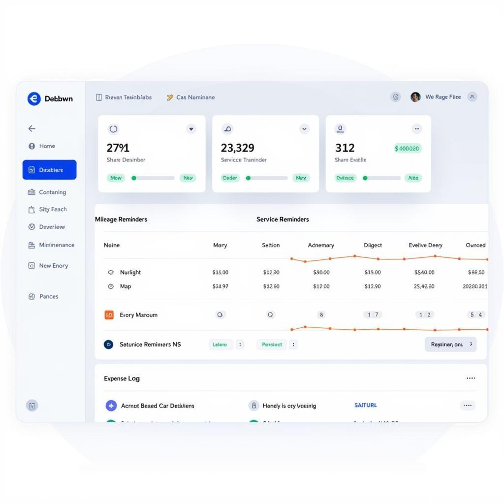 Car Maintenance and Mileage Tracker App Dashboard