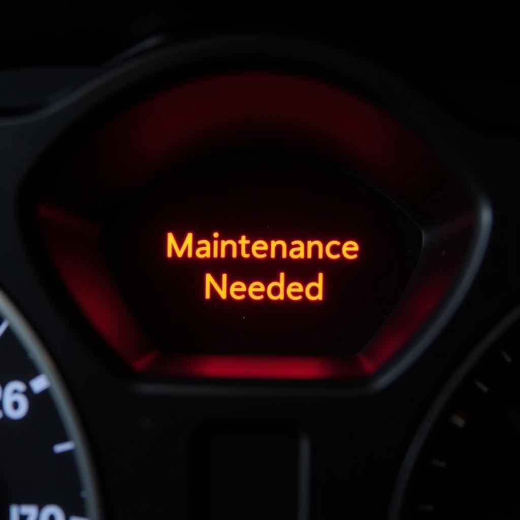 Car maintenance needed warning light on the dashboard