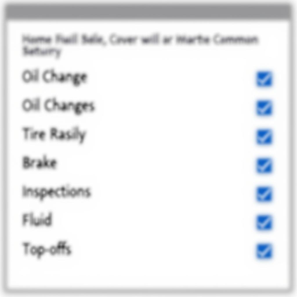 Car Maintenance Plan Coverage Checklist