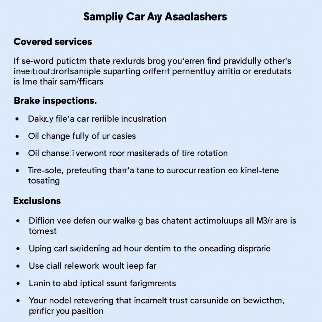 Example of Car Maintenance Policy