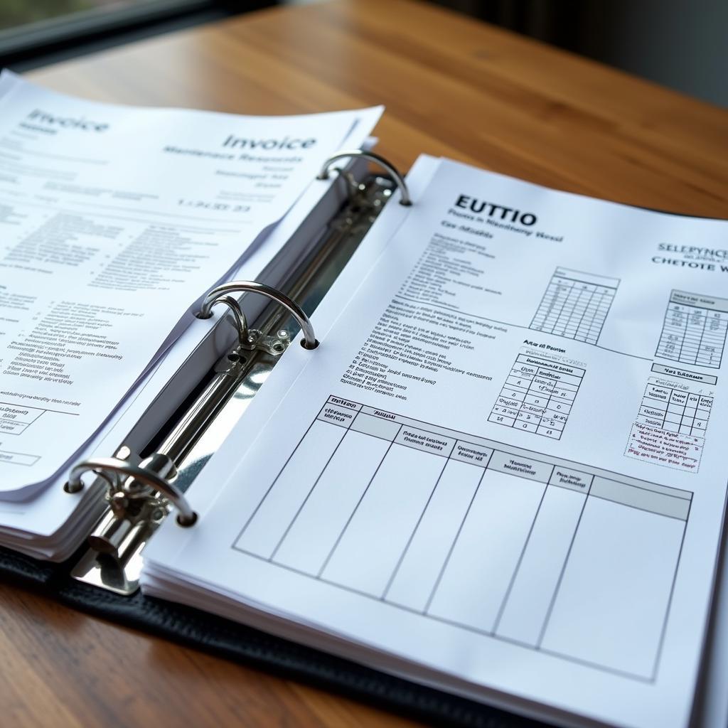 Organized Car Maintenance Records in a Binder