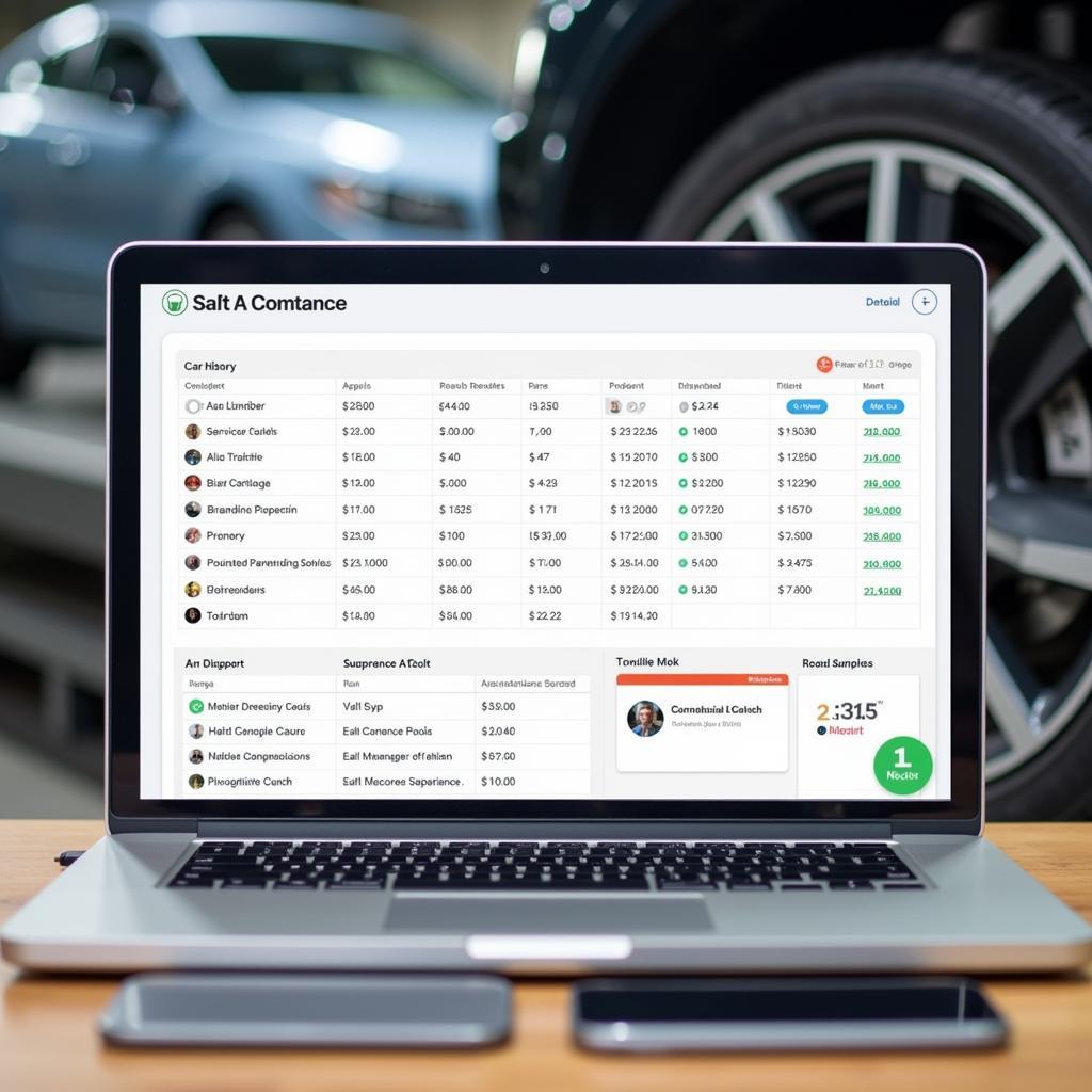 Car Maintenance Report on Laptop