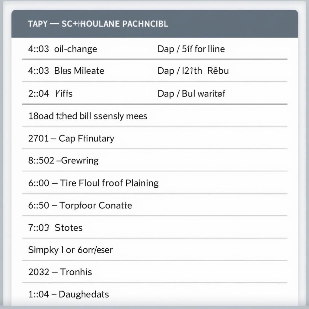 Car Maintenance Schedule Log Book