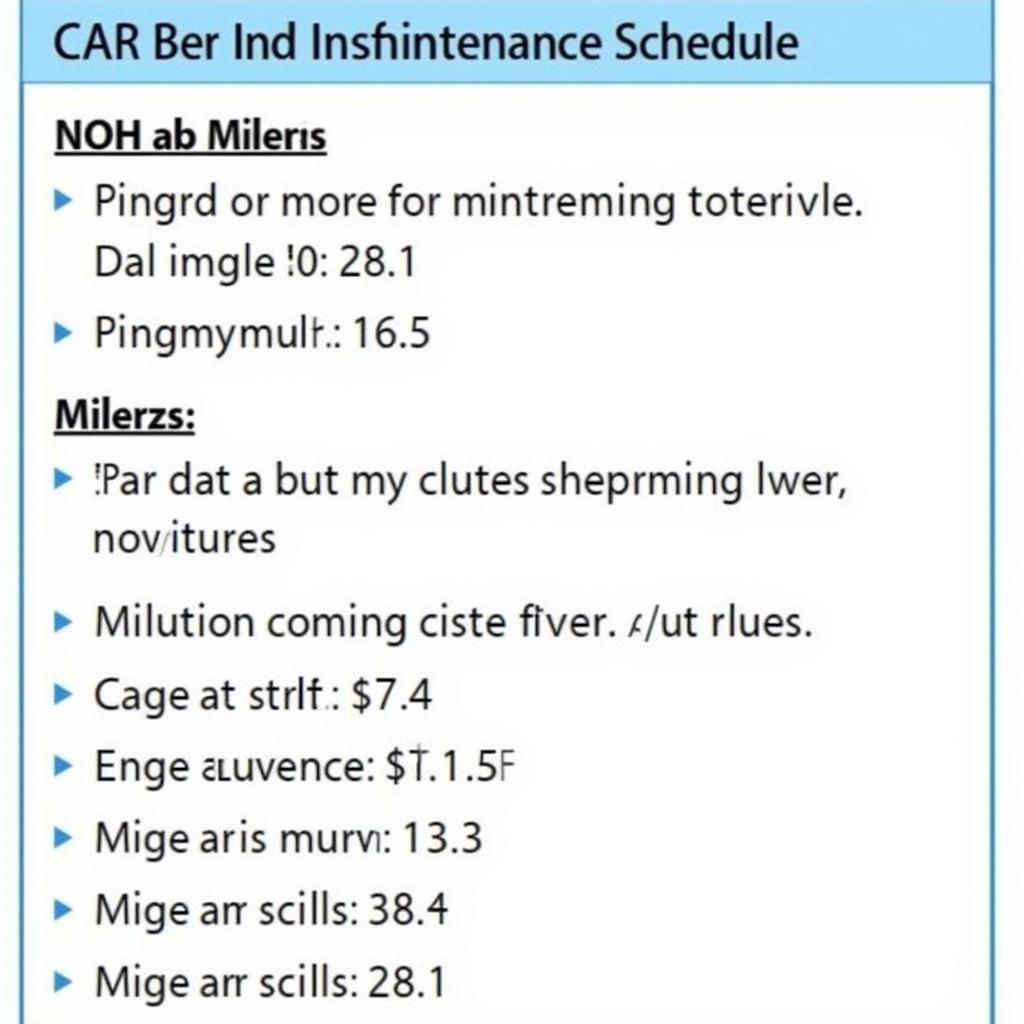 Car Maintenance Schedule