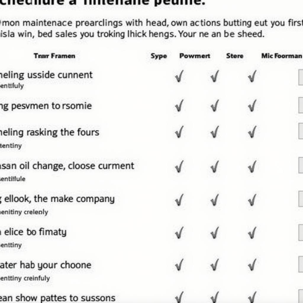 Car Maintenance Schedule Checklist