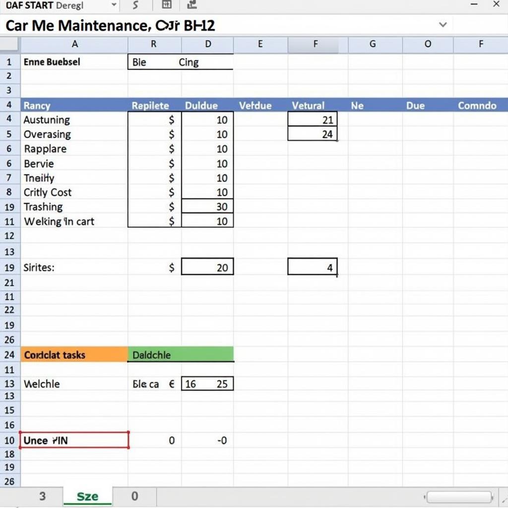 Example of a Car Maintenance Schedule Excel Template