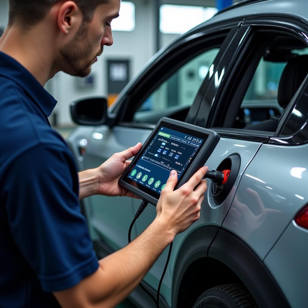 Car Maintenance Specialist Diagnosing Electrical System