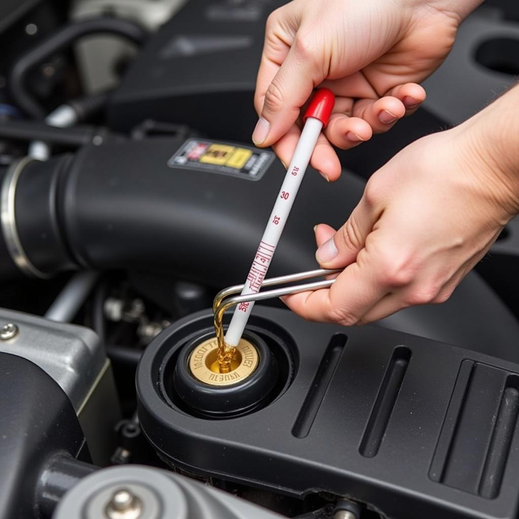 Checking Car Transmission Dipstick for Fluid Level and Condition