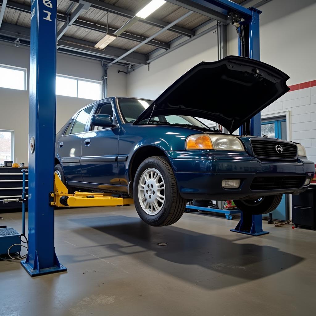 Car Undergoing Alignment Check