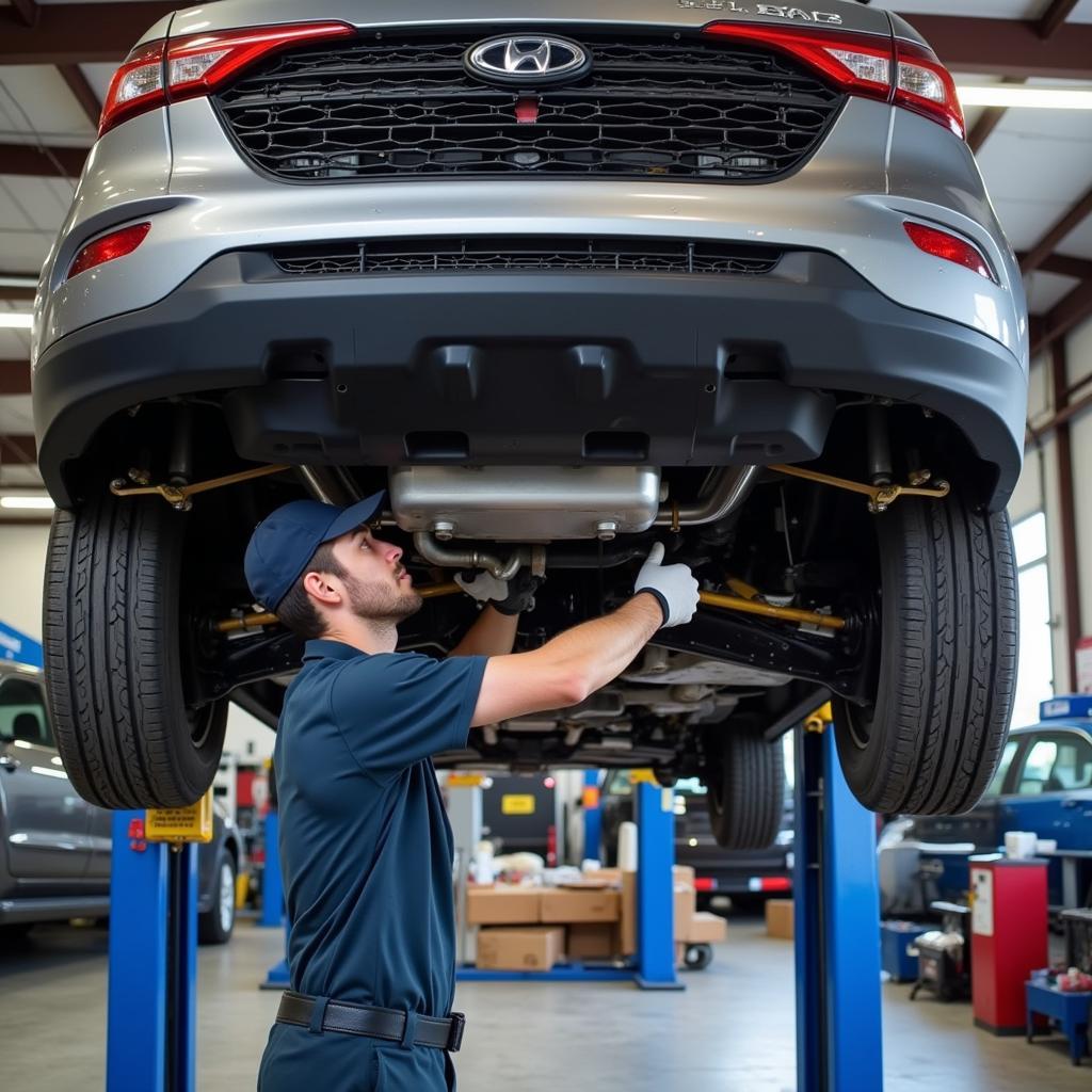 Car on Lift for Thorough Inspection