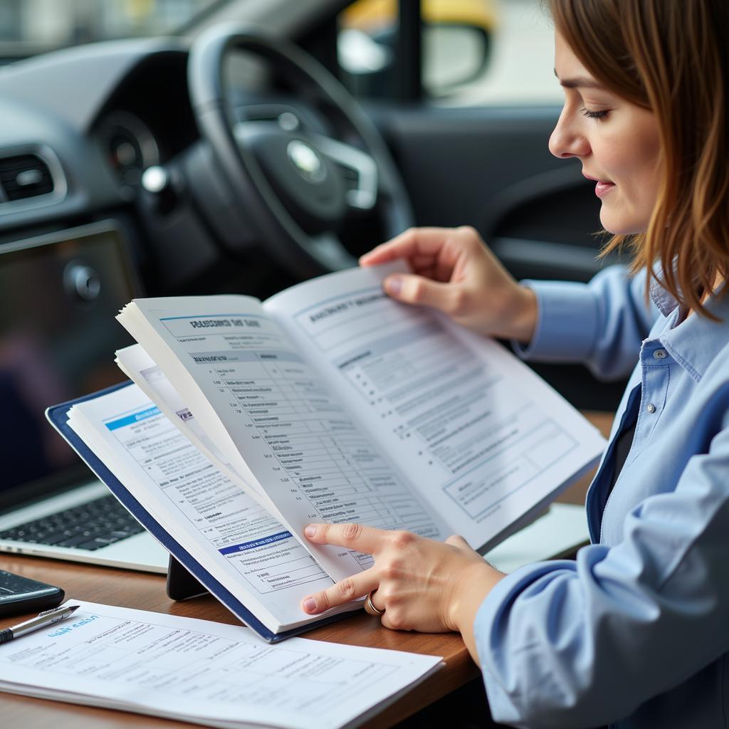 Car Owner Reviewing Maintenance Records