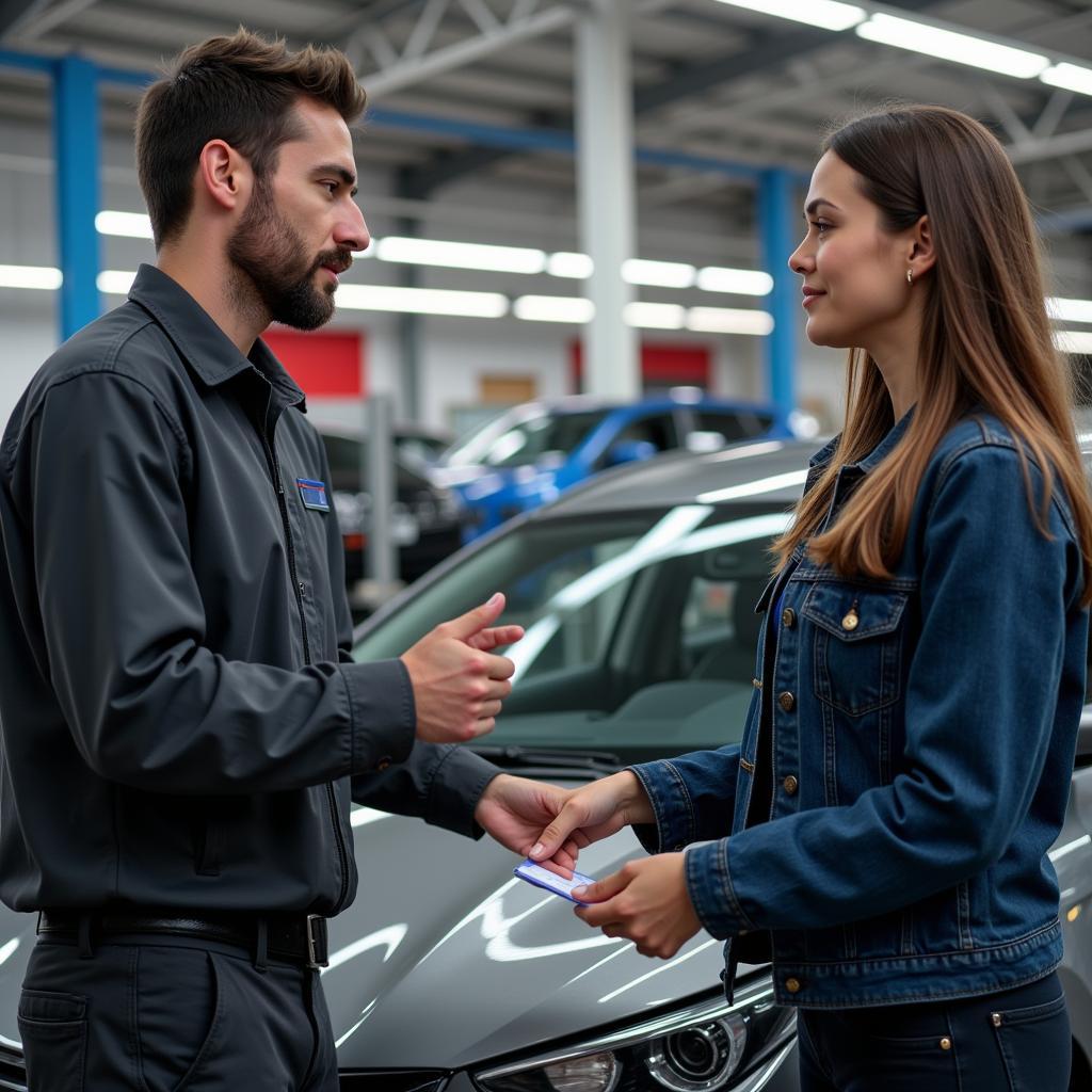 Car Owner Discussing Repair Options with a Mechanic