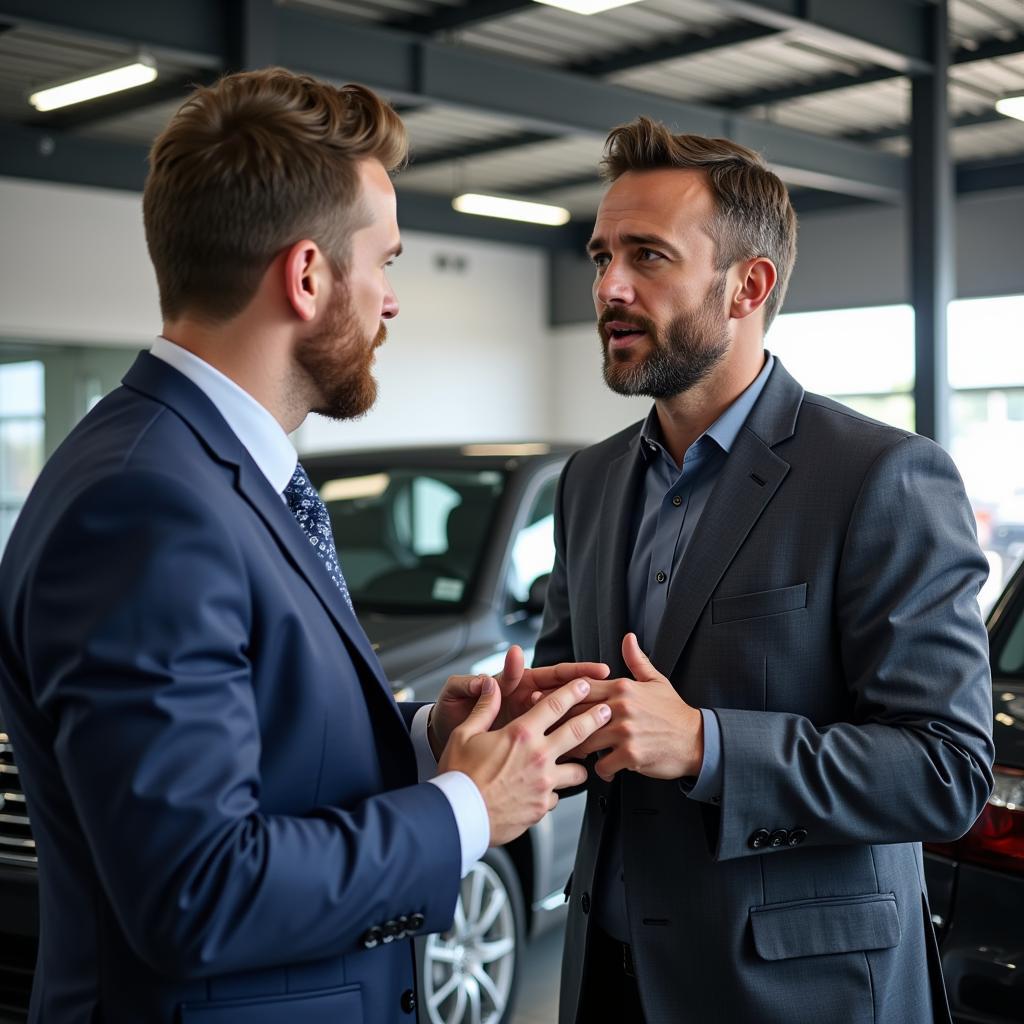 Car Owner Discussing Unresolved Issue with Service Manager