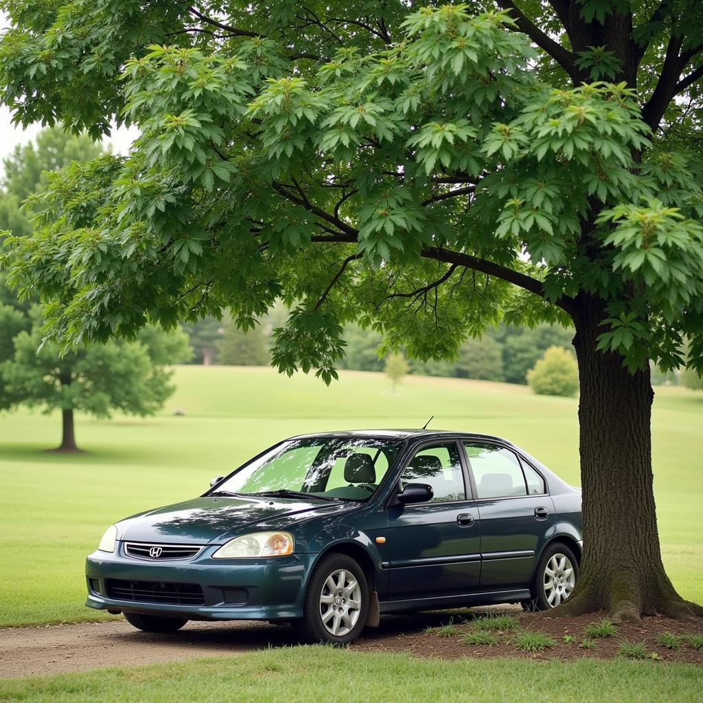 Car Parked in Shade to Protect Interior