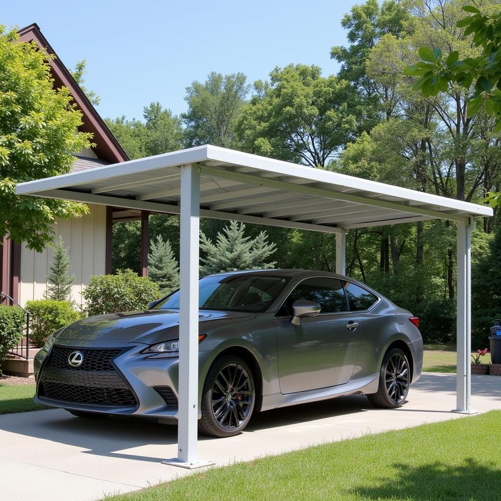 Car parked under carport protected from bird droppings